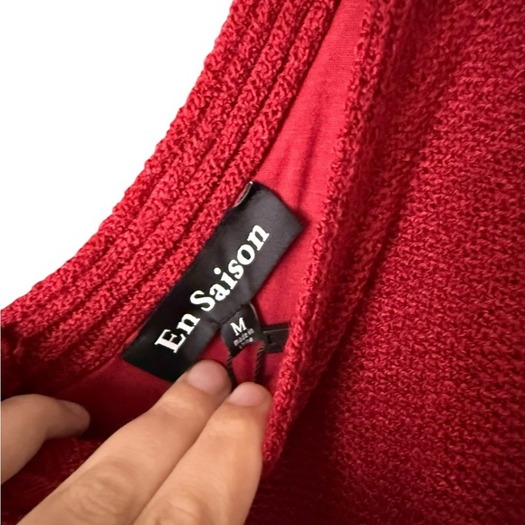 En Saison Red Sleeveless V-Neck Smocked Waist Tiered Ruffle Maxi Dress Size M - Picture 3 of 8